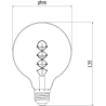 Mexen Vintis 6x Žárovka filament spirála LED E27, G95, 8W, Teplá - 2200K, 450 lm, kouřová - L167-E27-0822-70x06