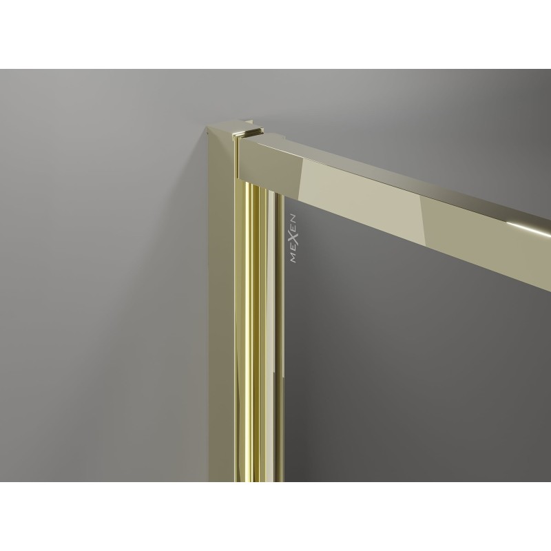 Mexen Exo-3S sprchový kout 3-stěnný otočný 80 x 70 cm, průhledný, zlatý - 814-080-070-50-00-3S