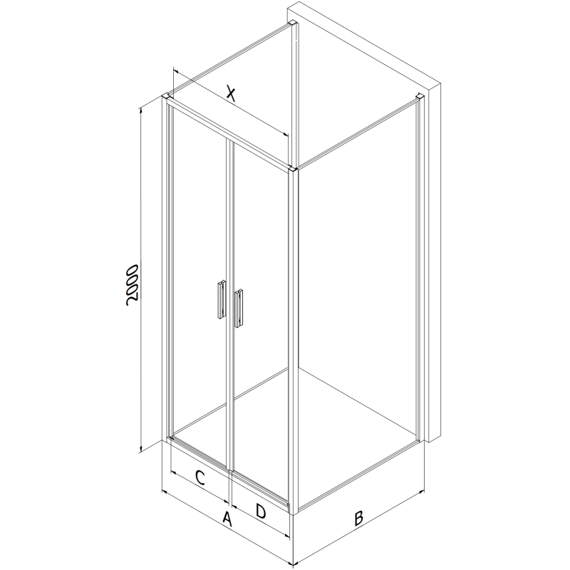 Mexen Exo-3S sprchový kout 3-stěnný otevíratelný 110 x 100 cm, transparentní, zlatý - 814-110-100-50-00-3S