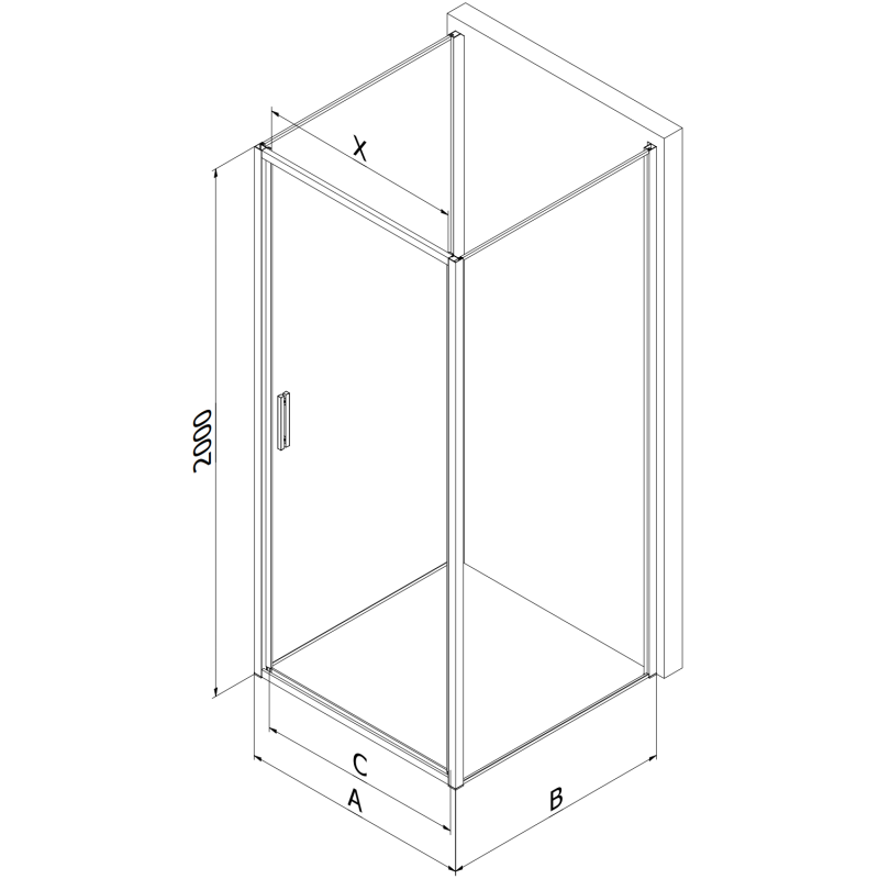 Mexen Exo-3S 3-stěnný sprchový kout otočný 75 x 75 cm, transparentní, chrom - 817-075-075-01-00-3S