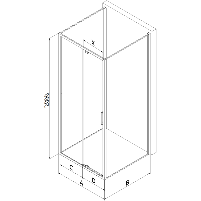 Mexen Exo-3S sprchový kout 3-stěnný otočný 90 x 90 cm, transparentní, chrom - 819-090-090-01-00-3S