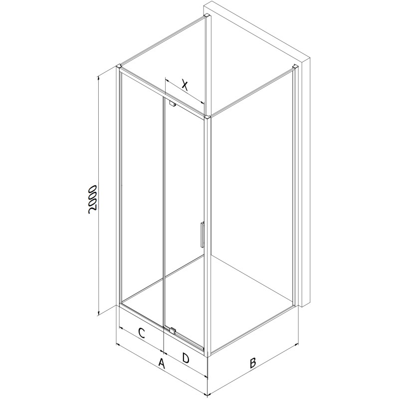 Mexen Exo-R 3S sprchový kout 3-stěnný otevírací 100 x 90 cm, transparentní, chrom - 819-100-090-01-00-3S