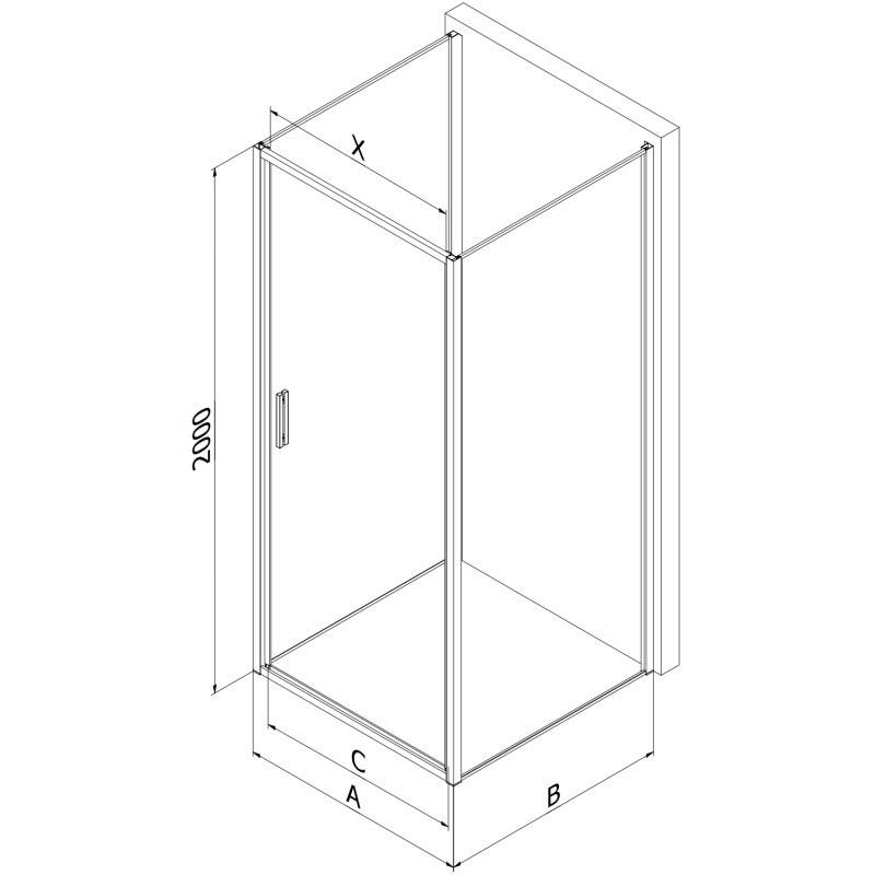 Mexen Exo-B 3S sprchový kout 3-stranný křídlový 100 x 90 cm, transparentní, černý - 817-100-090-70-00-3S