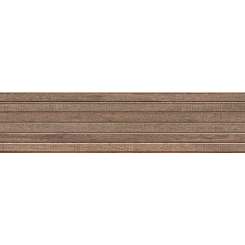 Mexen Mulberry Wood Hnědý lesklý rektifikovaný gres G1, dřevěná stěnová dlaždice 120 x 30 cm, matný