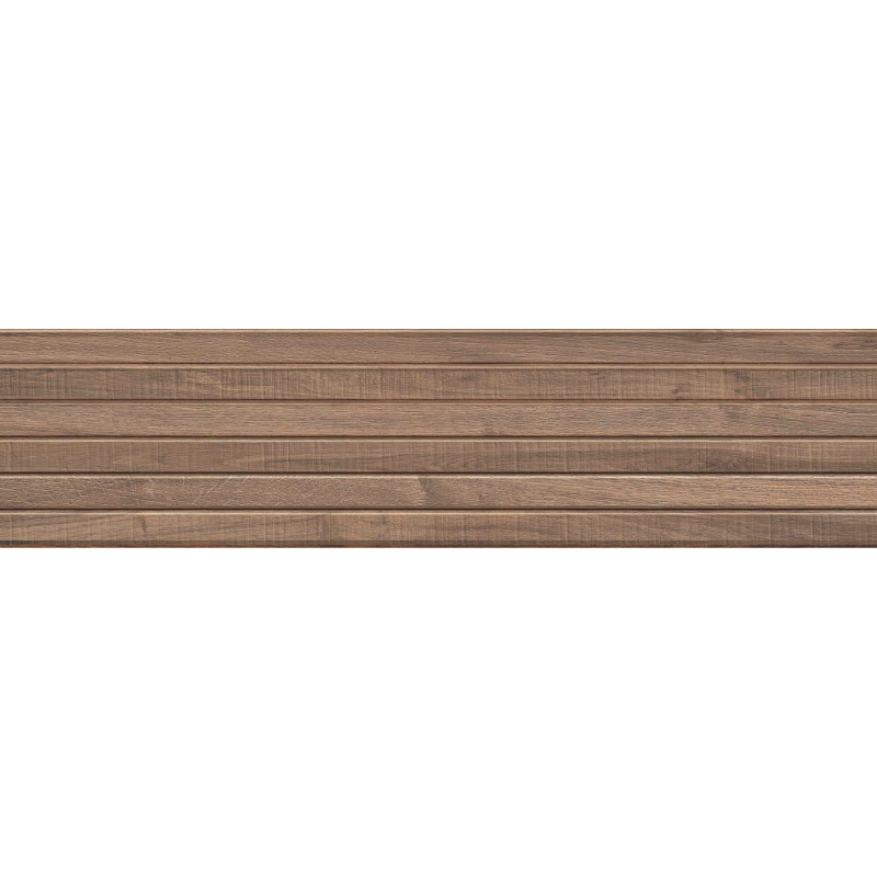 Mexen Mulberry Wood Hnědý lesklý rektifikovaný gres G1, dřevěná stěnová dlaždice 120 x 30 cm, matný