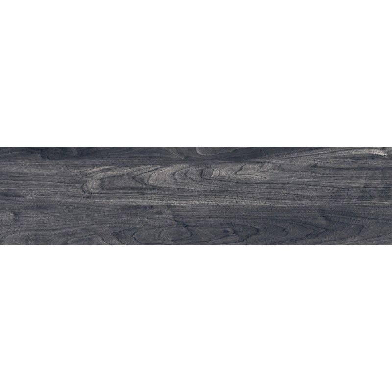 Mexen Riga Černý lesklý glazovaný gres rekt. G1, dlaždice připomínající dřevo podlahovo-stěnná 120 x 30 cm, mat