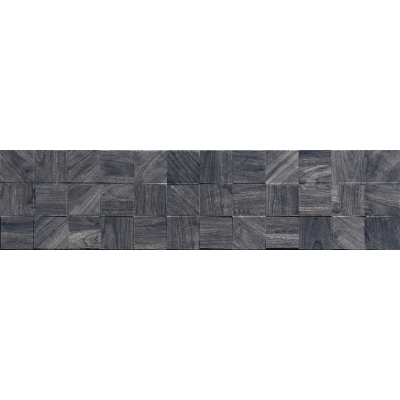 Mexen Riga Lyon Black glazovaný gres rekt. G1, dřevěná obkladová dlaždice 120 x 30 cm, mat - TL713-120-030-50