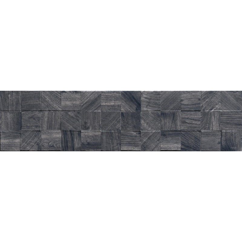 Mexen Riga Lyon Black glazovaný gres rekt. G1, dřevěná obkladová dlaždice 120 x 30 cm, mat - TL713-120-030-50