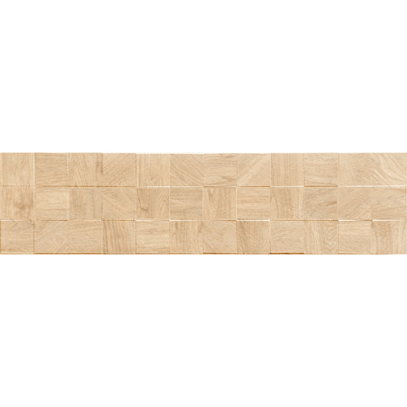 Mexen Riga Lyon Crema glazovaný porcelán rekt. G1, dřevěná stěnová dlaždice 120 x 30 cm, mat - TL713-120-030-53