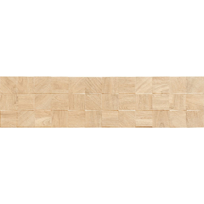 Mexen Riga Lyon Crema glazovaný porcelán rekt. G1, dřevěná stěnová dlaždice 120 x 30 cm, mat - TL713-120-030-53