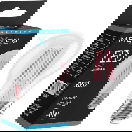 Mexen Vintis LED žárovka filament E27, A60, 4W, 55 lm, červená - L150-E27-04XX-45