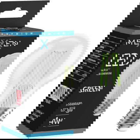 Mexen Vintis Žárovka filament LED E27, A60, 4W, 55 lm, zelená - L150-E27-04XX-46