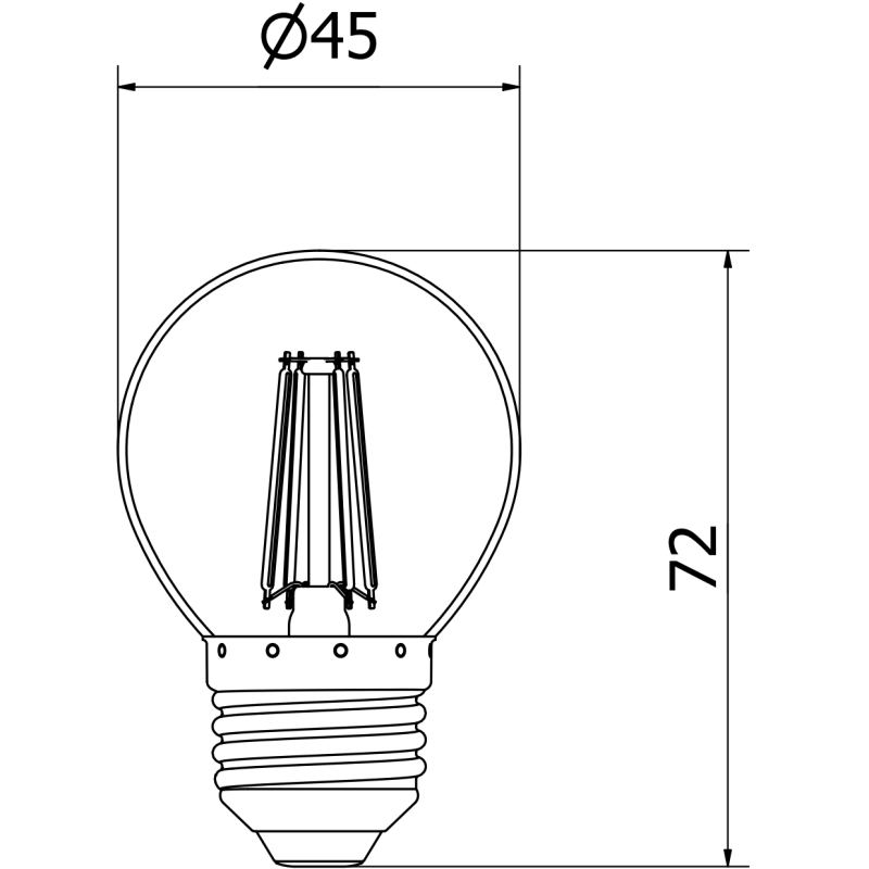 Mexen Vintis Žárovka filament LED E27, G45, 4W, 55 lm, oranžová - L156-E27-04XX-48