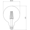 Mexen Vintis LED žárovka filament E27, G125, 8W, Teplá - 2700K, 680 lm, kouřová - L158-E27-0827-70