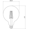 Mexen Vintis LED žárovka filament E27, G125, 8W, Teplá - 2700K, 680 lm, kouřová - L158-E27-0827-70