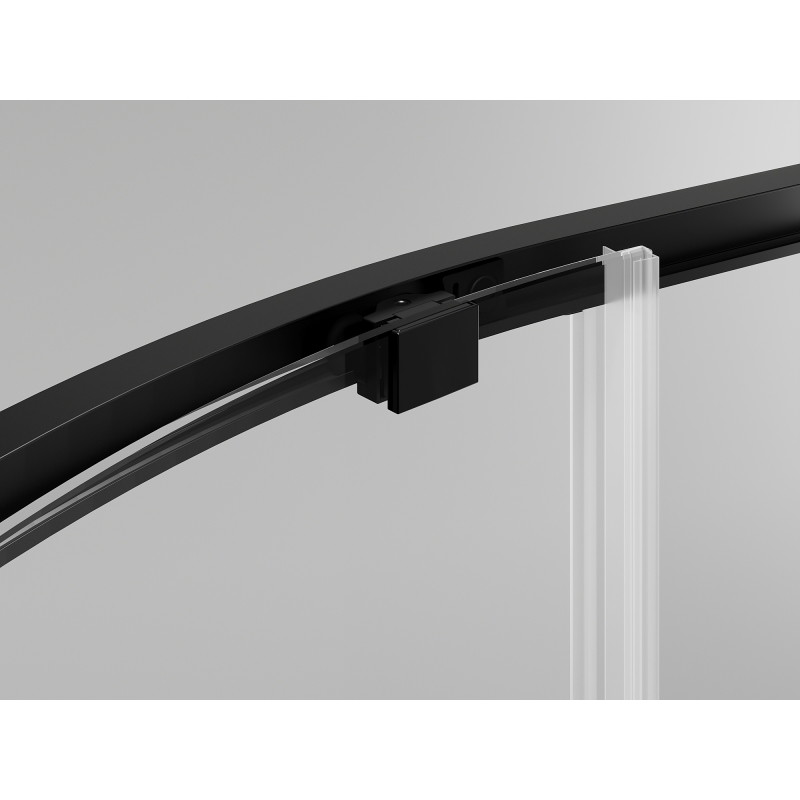 Mexen Exo asymetrická půlkruhová sprchová kabina s posuvnými dveřmi 120 x 80 cm, transparentní, černá