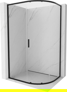 Mexen Exo asymetrická posuvná polokruhová sprchová kabina 120 x 80 cm, transparentní, černá - 8131-120-080-70-00