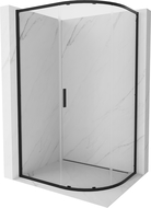 Mexen Exo asymetrická půlkruhová sprchová kabina s posuvnými dveřmi 120 x 80 cm, transparentní, černá