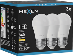 Mexen Nova 3x LED žárovka E27, G45, 8W, Teplá - 3000K, 840 lm - L101-E27-0830-01x03