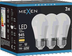 Mexen Nova 3x LED žárovka E27, G45, 9W, Teplá - 3000K, 945 lm - L101-E27-0930-01x03