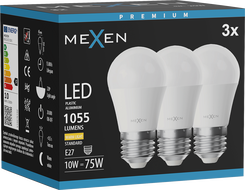 Mexen Nova 3x LED žárovka E27, G45, 10W, Teplá - 3000K, 1055 lm - L101-E27-1030-01x03