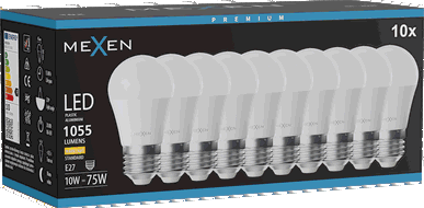 Mexen Nova 10x LED žárovka E27, G45, 10W, Teplá - 3000K, 1055 lm - L101-E27-1030-01x10