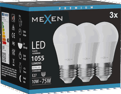Mexen Nova 3x LED žárovka E27, G45, 10W, Neutrální - 4000K, 1055 lm - L101-E27-1040-01x03