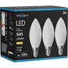 Mexen Nova 3x LED žárovka E14, C37, 9W, Teplá - 3000K, 945 lm - L102-E14-0930-01x03