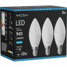 Mexen Nova 3x LED žárovka E14, C37, 9W, Studená - 6500K, 945 lm - L102-E14-0965-01x03