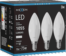 Mexen Nova 3x LED žárovka E14, C37, 10W, Neutrální - 4000K, 1055 lm - L102-E14-1040-01x03