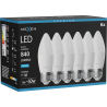 Mexen Nova 6x LED žárovka E27, C37, 8W, Studená - 6500K, 840 lm - L102-E27-0865-01x06
