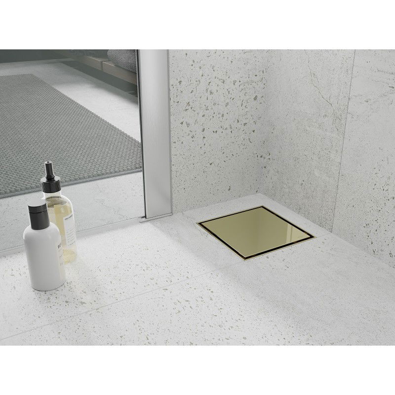 Mexen Flat-Q M13 podlahový vpust čtvercový 15 x 15 cm, zlatý - 1510015