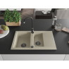 Mexen Gaspar granitový dřez 1,5-komorový s odkapávačem 737 x 475 mm, béžový, černý sifon - 6507731505-69-B