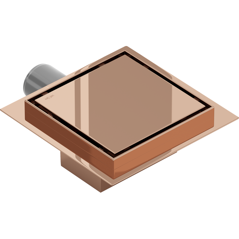 Mexen Flat-Q M13 čtvercová podlahová vpusť 12 x 12 cm, růžové zlato - 1610012