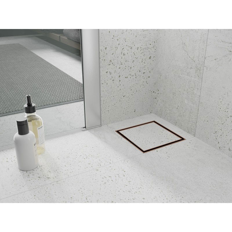 Mexen Flat-Q M13 podlahový vpust čtvercový 15 x 15 cm, růžové zlato - 1610015