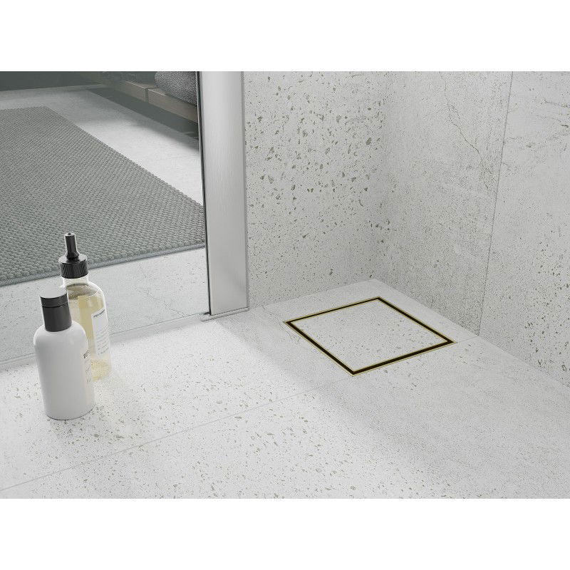 Mexen Flat-Q M13 podlahová vpust čtvercová 12 x 12 cm, zlatá kartáčovaná - 1A10012