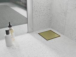 Mexen Flat-Q M13 podlahový vpust čtvercový 15 x 15 cm, zlatý kartáčovaný - 1A10015