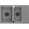 Mexen Gaspar žulový dřez 1,5-komorový s odkapávačem 737 x 475 mm, šedý, černý sifon - 6507731505-71-B