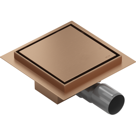 Mexen Flat-Q M13 podlahový vpust čtvercový 15 x 15 cm, kartáčovaná měď - 1C10015