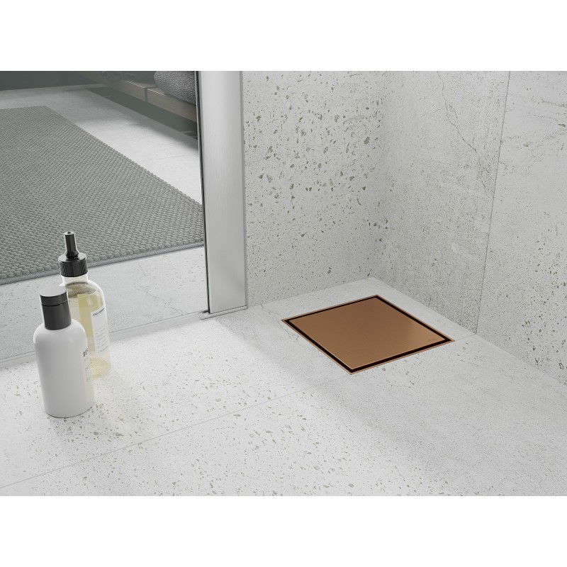 Mexen Flat-Q M13 podlahový odtok čtvercový 12 x 12 cm, kartáčovaná měď - 1C10012