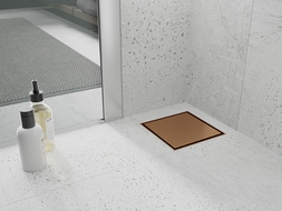 Mexen Flat-Q M13 podlahový vpust čtvercový 15 x 15 cm, kartáčovaná měď - 1C10015