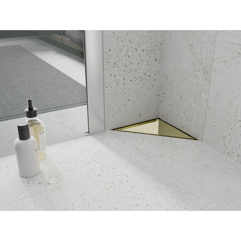 Mexen Flat-T M13 podlahový vpust trojúhelníkový 20 x 20 cm, zlatý - 1510320