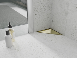 Mexen Flat-T M13 podlahový vpust trojúhelníkový 20 x 20 cm, zlatý - 1510320