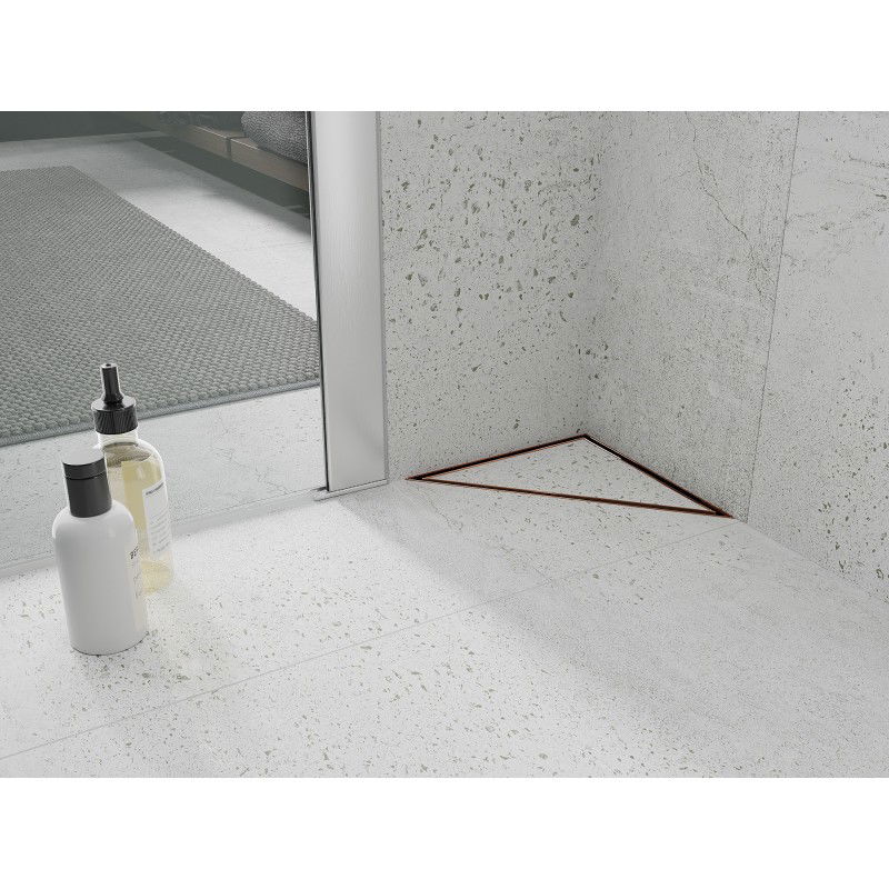 Mexen Flat-T M13 podlahový odtok trojúhelníkový 20 x 20 cm, růžové zlato - 1610320