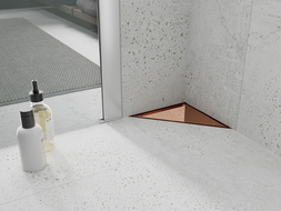 Mexen Flat-T M13 podlahový odtok trojúhelníkový 20 x 20 cm, růžové zlato - 1610320