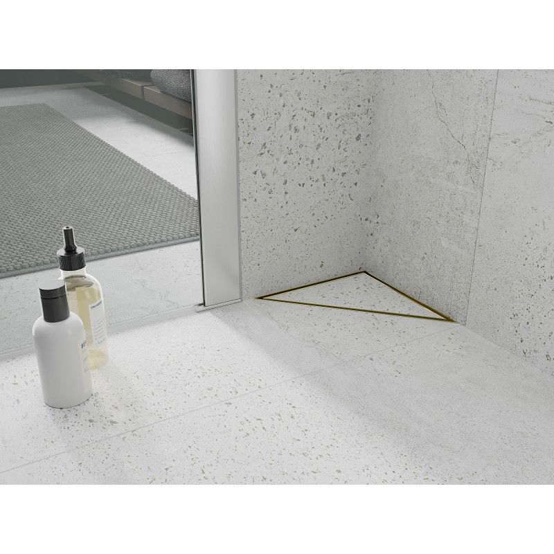 Mexen Flat-T M13 trojúhelníková podlahová vpust 20 x 20 cm, zlatá kartáčovaná - 1A10320