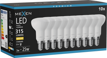 Mexen Nova 10x LED žárovka E14, R50, 3W, Teplá - 3000K, 315 lm - L103-E14-0330-01x10