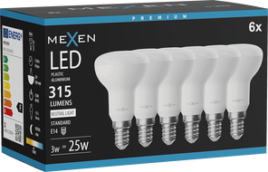 Mexen Nova 6x LED žárovka E14, R50, 3W, Neutrální - 4000K, 315 lm - L103-E14-0340-01x06