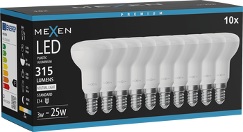 Mexen Nova 10x LED žárovka E14, R50, 3W, Neutrální - 4000K, 315 lm - L103-E14-0340-01x10