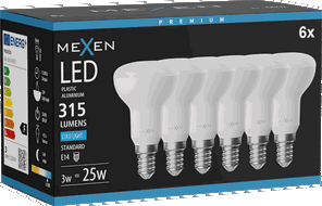 Mexen Nova 6x LED žárovka E14, R50, 3W, Studená - 6500K, 315 lm - L103-E14-0365-01x06
